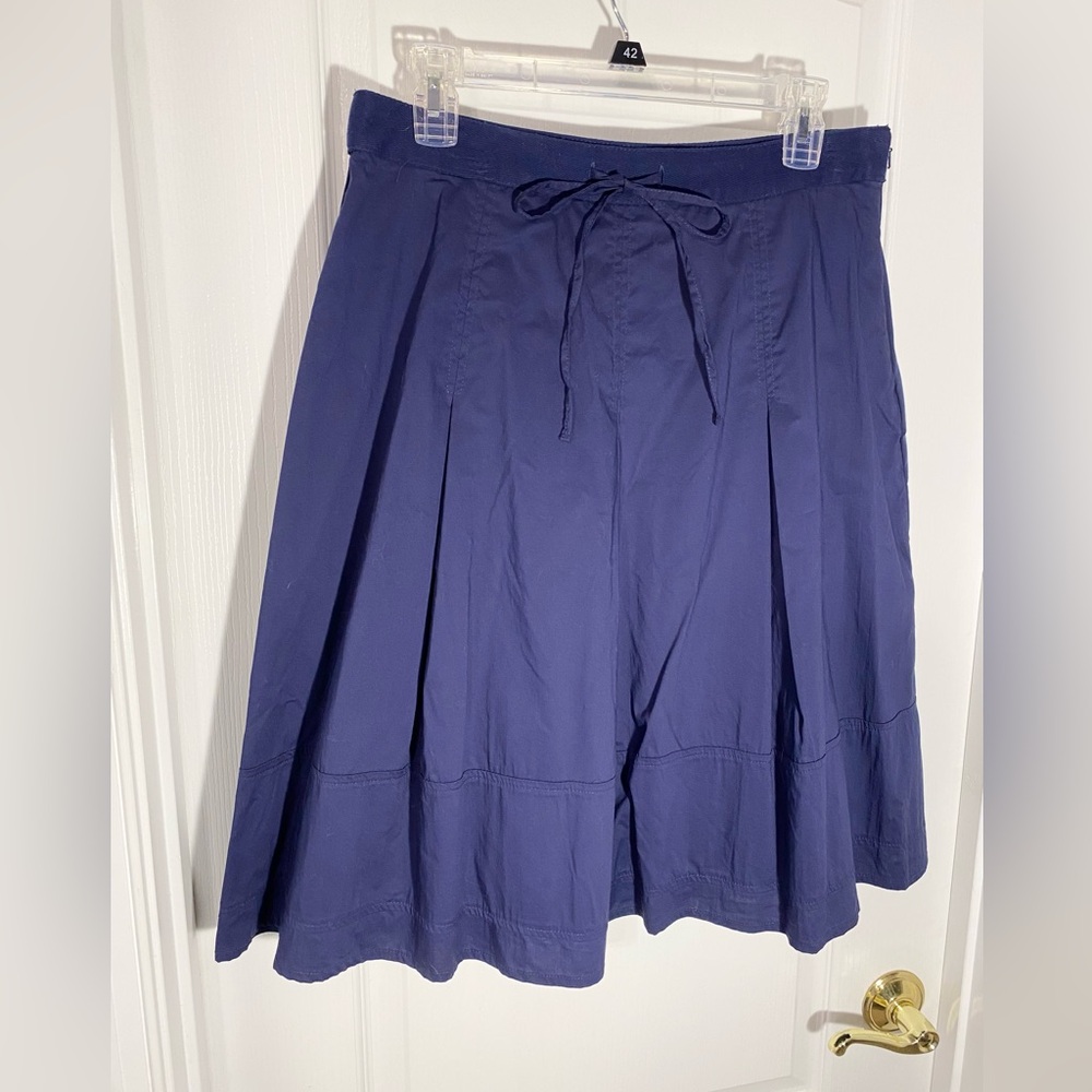 Y2K Madison Drawstring Waist Pleated A-Line Skirt Navy Medium